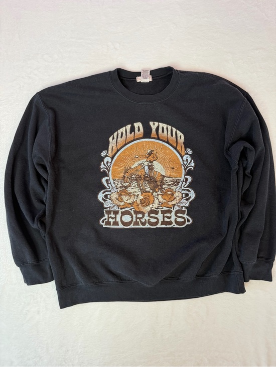 Altar'd State Other - Hold Your Horses Western Cowboy Graphic Sweatshirt‎ Oversized Boho Ranch L XL